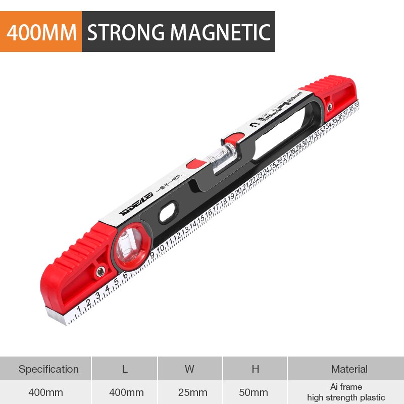 INGBONT High Precision Level Spirit Ruler Aluminum Inclinometer With Magnet Digital Protractor Angle Finder Slope Test Hand Tool: 400MM Red