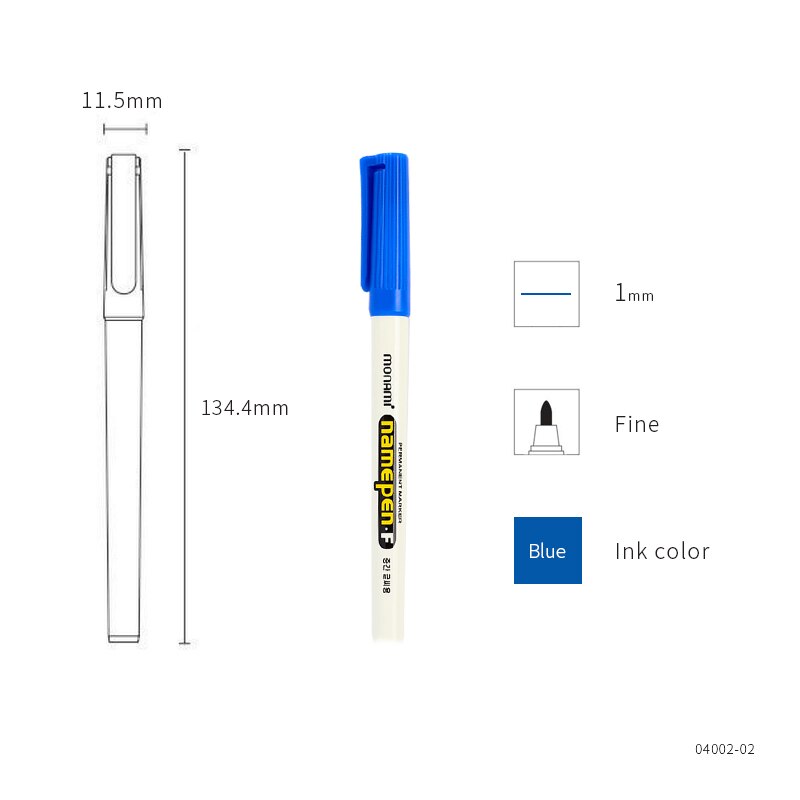 Monami-rotuladores permanentes con punta F de 1mm, marcador de Color para tela, plástico, vidrio, firma, Namepen, artesanal, delineador de dibujo, escuela, A6582: Blue color