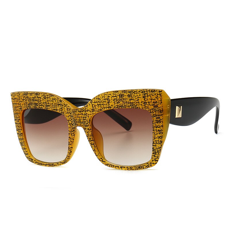 Luksusmærke damer overdimensionerede cat eye solbriller kvinder vintage solbriller til kvindelige nuancer  uv400 briller oculos de sol: Gul te