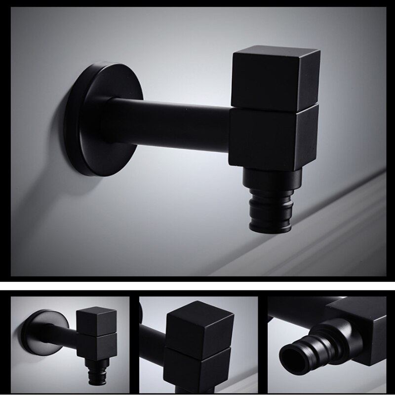 Robinet mural laiton simple froid evier robinet noir eau robinet pour salle de bain lave linge evier vadrouille piscine