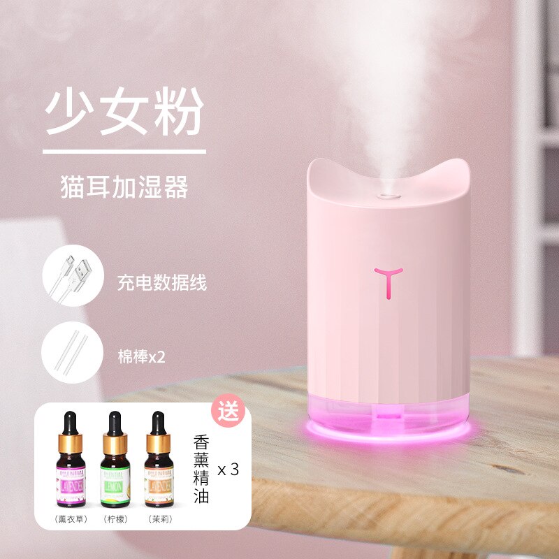 Luchtbevochtiger Usb Huishouden Lucht Verstuiver Kleine Nacht Lamp Bureau Oppervlak Panel Auto Gemonteerd Creatieve Retro: R6 Pink   Fragrance