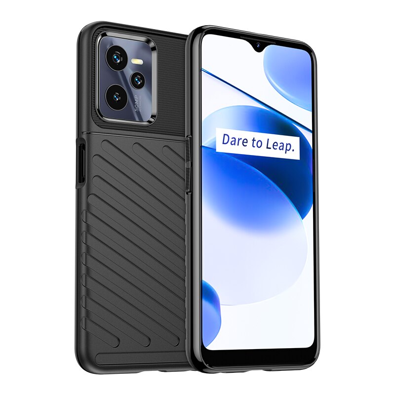 Voor Realme C35 Case Rubber Silicone Matte Zachte Beschermende Armor Case Voor Realme C35 Cover Voor Realme C35 Case: Black