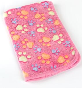 Pet Blanket Winter Dog Cat Bed Mat Foot Print Warm Sleeping Mattress Dogs Cats Coral Fleece Warm blanket Pet Supplies: YELLOW / S