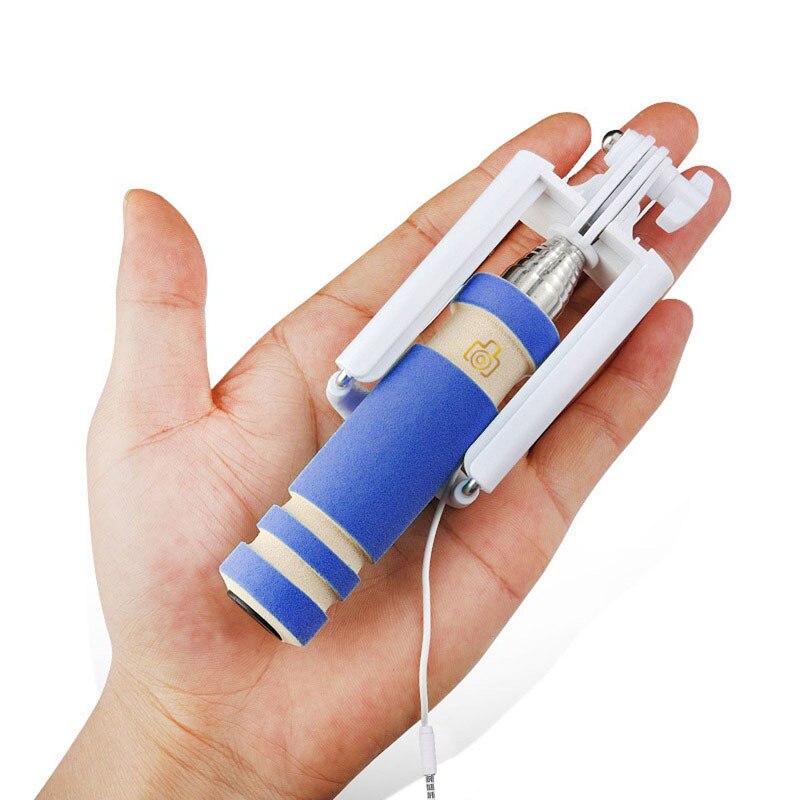 Mini Opvouwbare Wired Selfie Stick Handheld Uitschuifbare Monopod antislip Handvat voor iPhone 6/6 S plus/ samsung