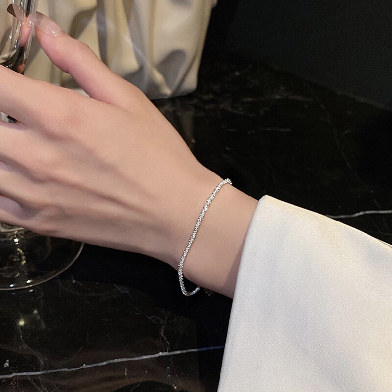 Nowe srebrne kolor musujące Gypsophila regulowana bransoletka typu bransoletka dla kobiet w porządku biżuteria ślub impreza prezent