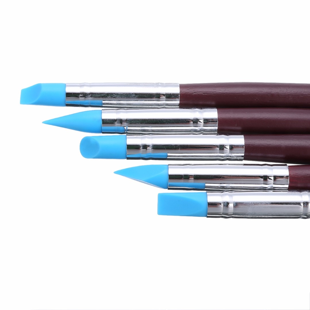 5pcs Soft Silicone Pottery Clay Tool Sculpting Polymer Modelling Shaper Tools For Hobby Craft