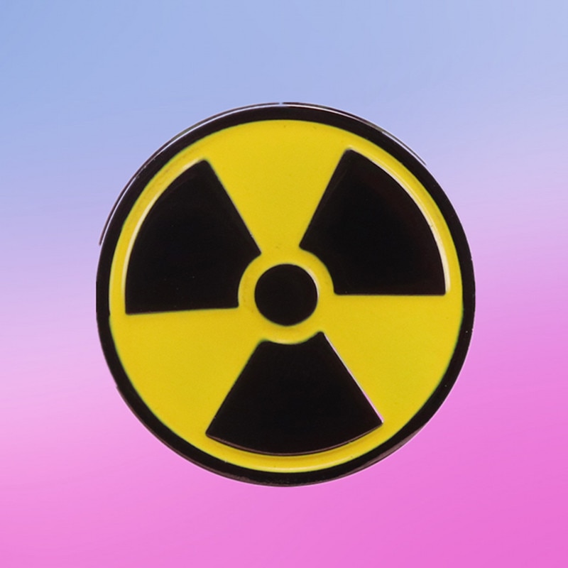 Promieniowanie jądrowe symbol emalia Szpilka ostrzeżenie o zagrożeniu niebezpieczeństwo biologiczny atom WMD przypinka robić klapy