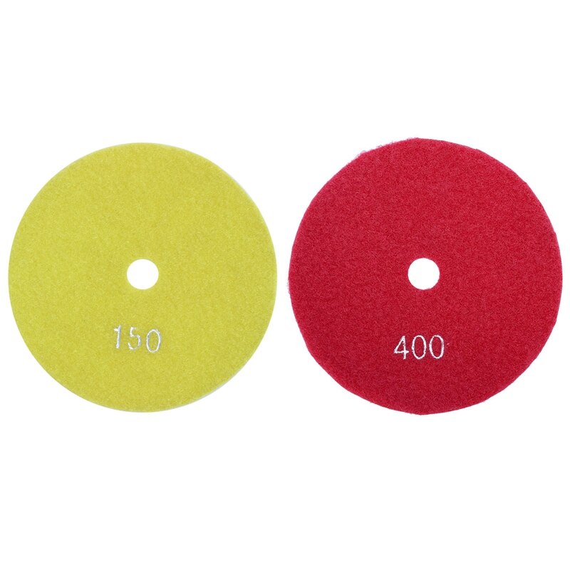 2 tampons de polissage diamant humide 5 pouces 125Mm marbre granit, grains 400 et grains 150
