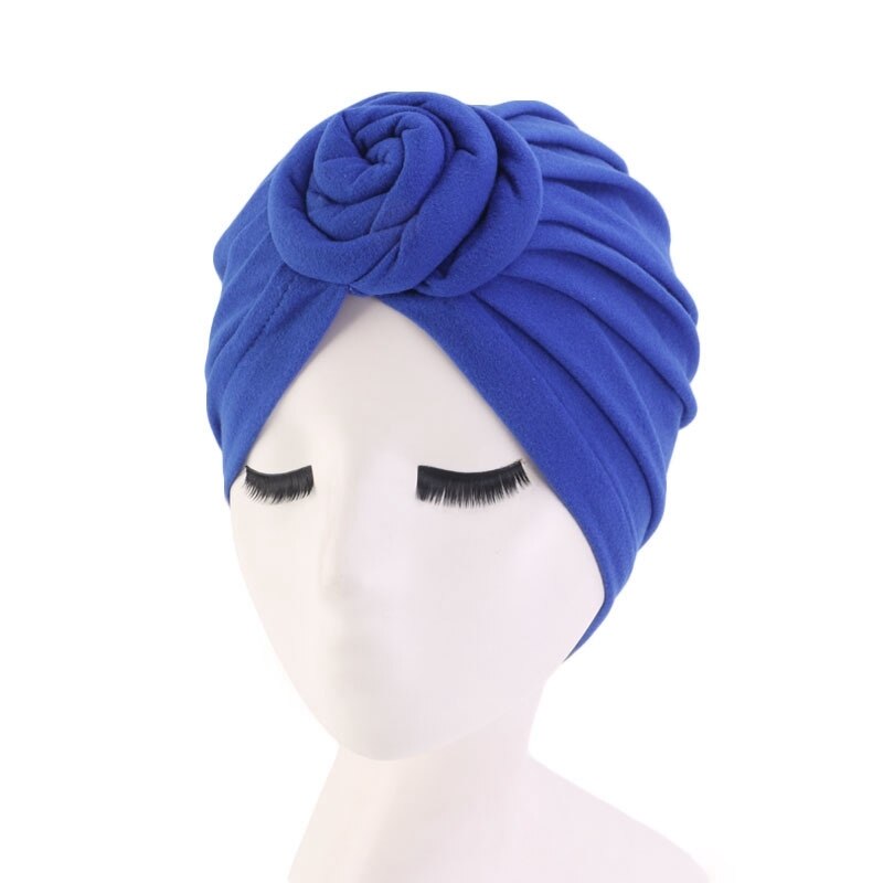 6 Colors Cotton Bonnet Hair Styling Cap Head Cover Wrap Salon Night Hat Natural Curly Hair Double Elastic Bathing Sleep Women: Blue