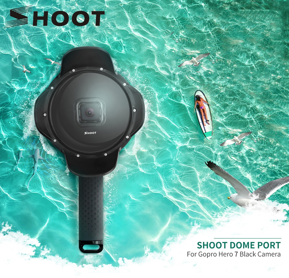 SHOOT Buceo cúpula puerto de 6 pulgadas para Gopro Hero 7 6 5 Cámara deportiva negra con carcasa impermeable para Gopro 7 6 Go Pro accesorio