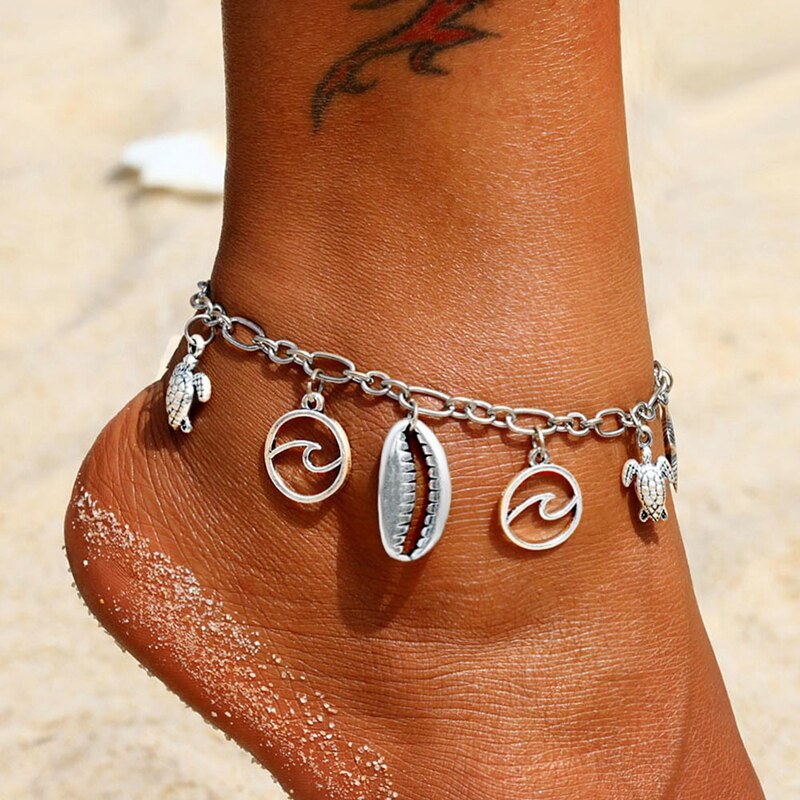 VKME Bohemian Beach Shell Anklets For Women Vintage Anklets Summer Trendy Bracelet On The Leg Chain Ankle Jewelry