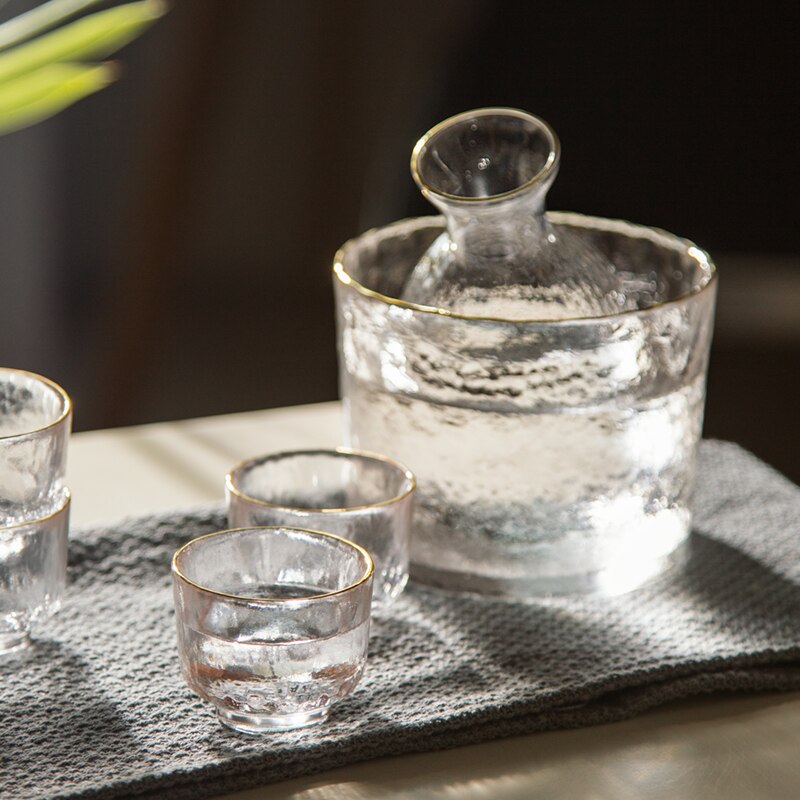 Japansk sake sæt hammermønster glas guldkantet kop vin varmere koreansk soju kop tequila pot whisky kop indenlandske vin sæt