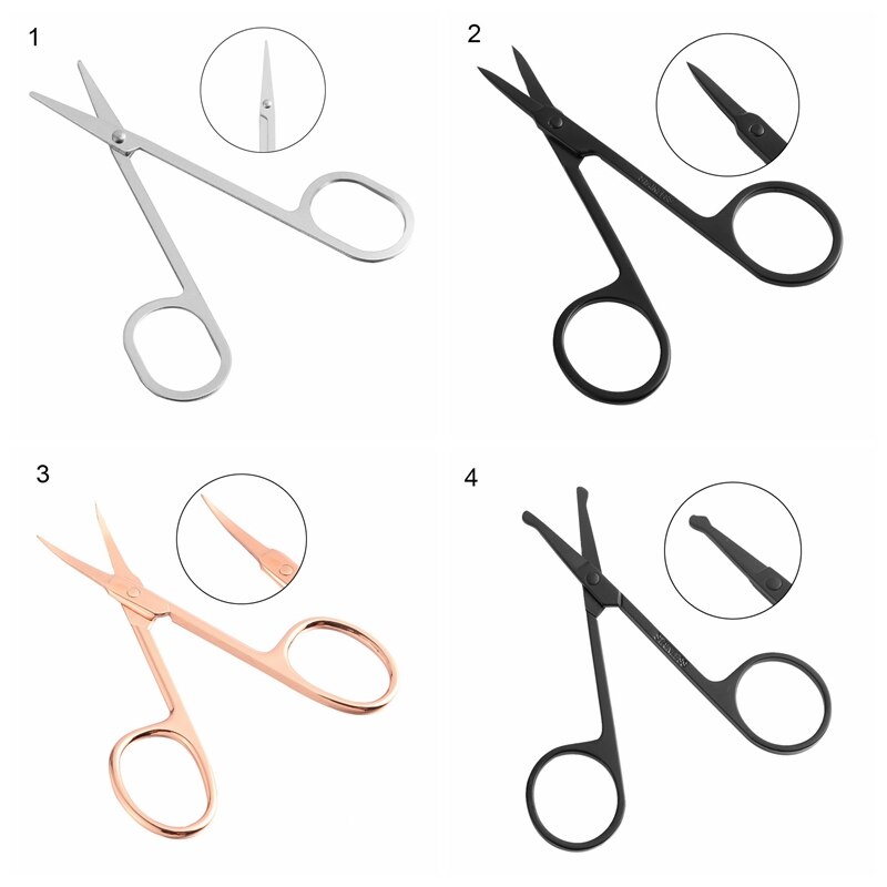 Tijeras de maquillaje de punta redonda de acero inoxidable, utensilio para recortar el pelo de las cejas, cuidado Personal, novedad, 1 ud.