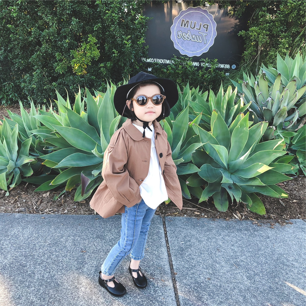 Korean girls' coat waist small windbreaker jacket autumn dress children's wear kids coats baby girl coat
