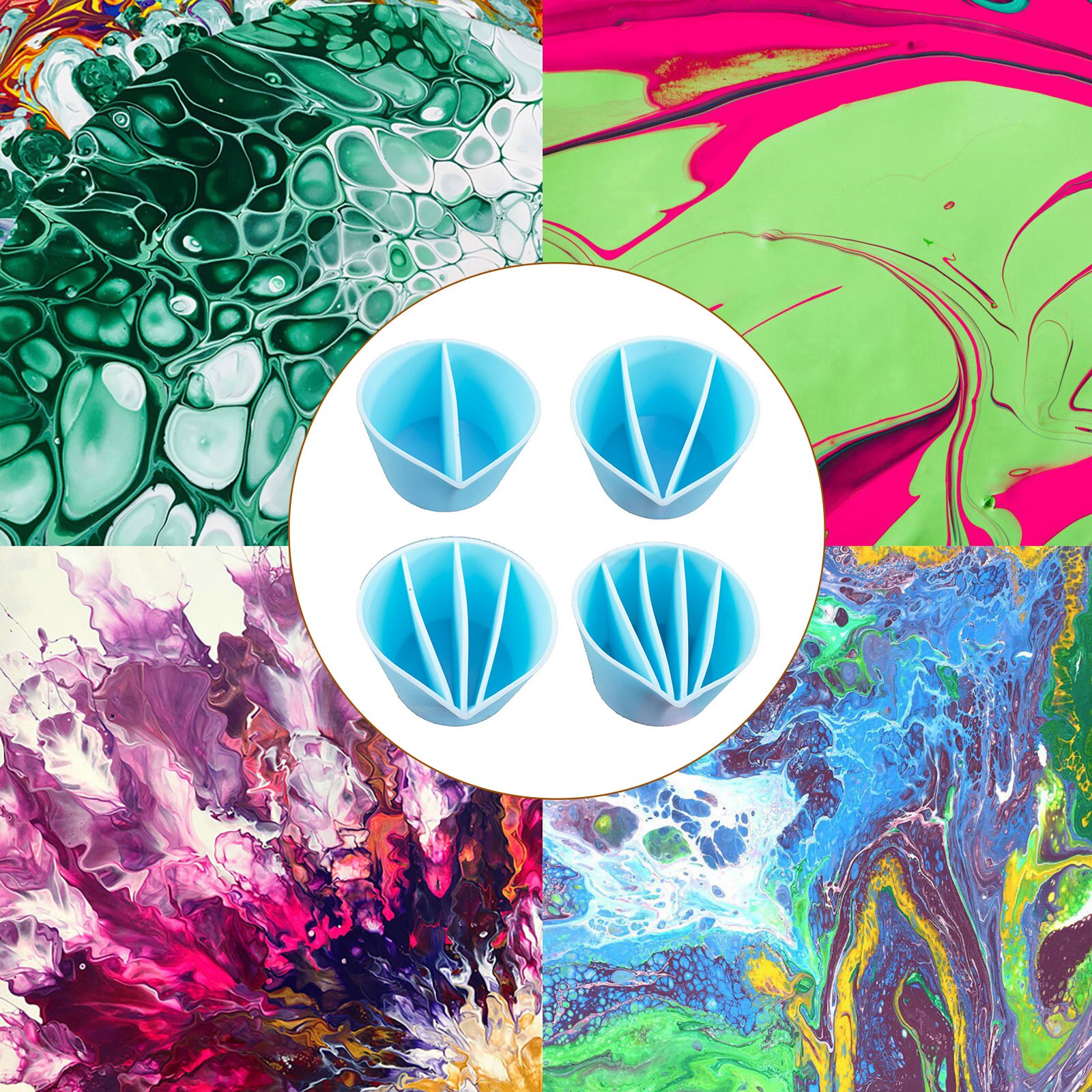 Silicone Epoxy Resin Mixing Cups DIY Epoxy Resin Distribution Measuring Cup Tools for Jewelry Making Painting Color Mixing Cup