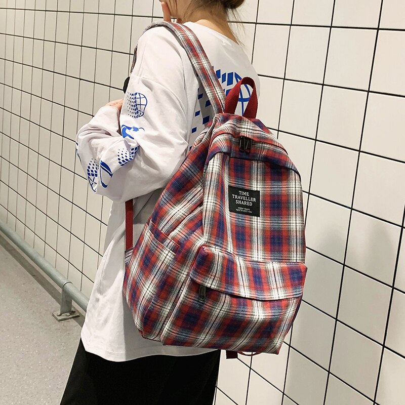 Eenvoudige Gestreepte Rugzakken Vrouwen Leuke Student Plaid Schooltas Voor Tiener Meisjes Harajuku Vrouwelijke Mode Reizen Laptop Rugzak