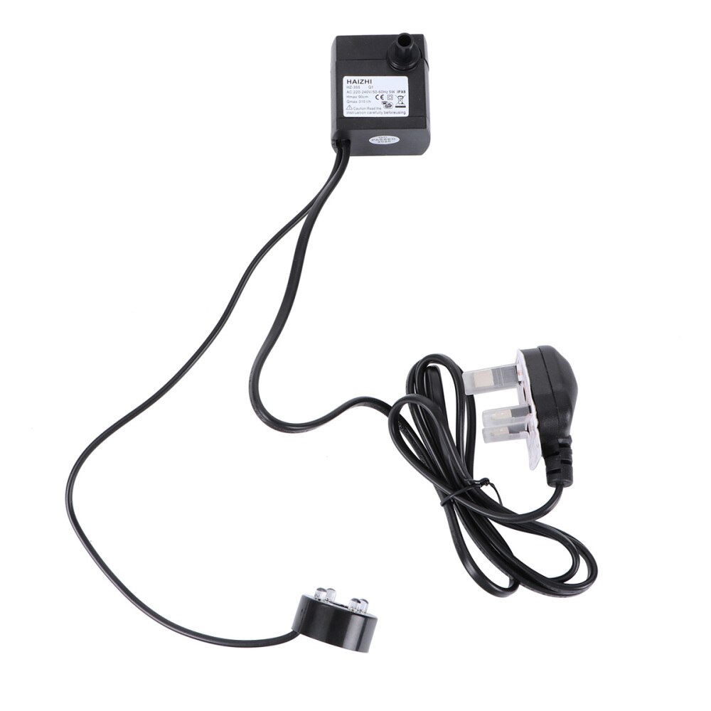 5W Aquarium Circulation Submersible Pump Fish Tank Mini Pump with 4 LED Light with US Plug Black: Black 2