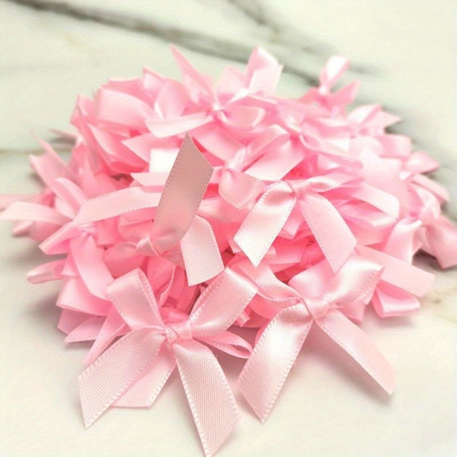 100 unids/pack lazos de cinta rosa fresco tamaño pequeño lazo de cinta de satén flor artesanía decoración trabajo hecho a mano decoración de DIY: Rosa
