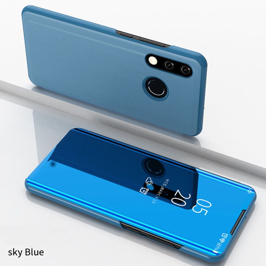 Funda de teléfono inteligente a prueba de golpes para Oppo A9 , carcasa con espejo para Oppo A5 a 5 9 A92020 A52020: For oppo a9 2020 / Blue