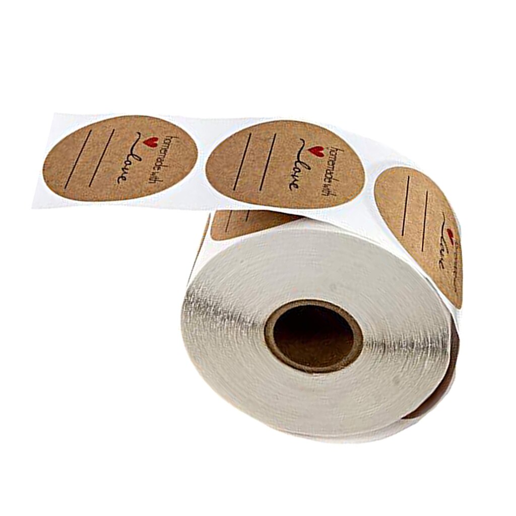 500 Pieces Of Round Love Kraft Paper Stickers Self-adhesive Labels DIY