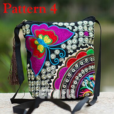 Chinese Nationale Etnische Stijl Messenger Bag Vintage Bloemen Geborduurde Leuke Canvas Crossbody Tas Meisjes Kleine Telefoon Tassen: Pattern 4