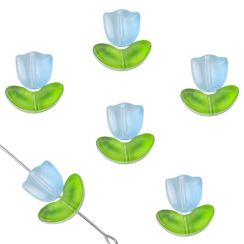 10/20 conjuntos artesanais de vidro colorido tulipa flor contas charme para brinco pulseira colar diy jóias artesanato fazendo acessórios: Branco