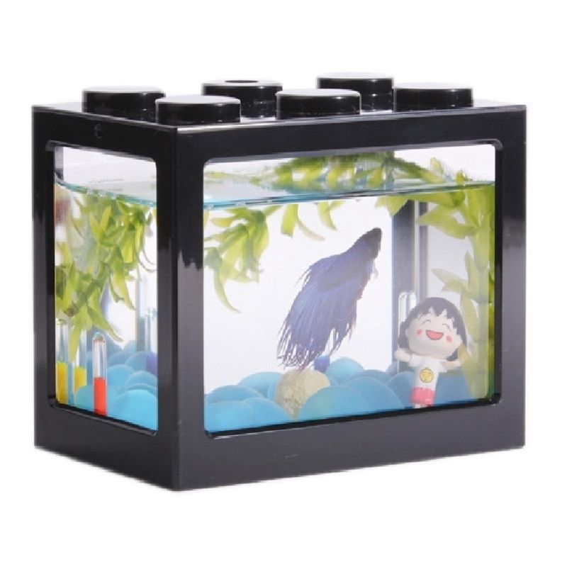 Mini tanque de peces de Tailandia Betta, pequeño tanque de peces Ornamental de escritorio, cuencos de peces ecológicos, Micro Terrario de paisaje