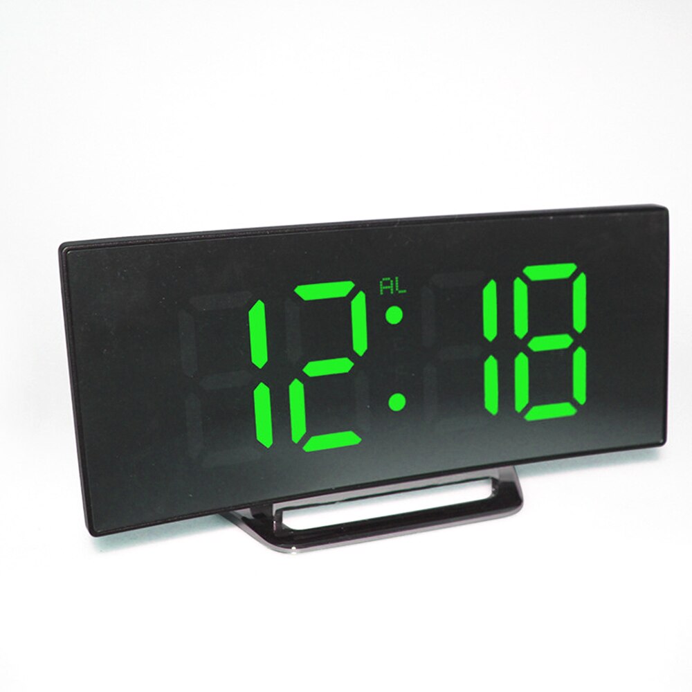 Digitale wekker 7 inch gebogen dimbaar led-scherm digitale klok voor kinderkamer groene grote cijfers klok lichtgewicht: 3