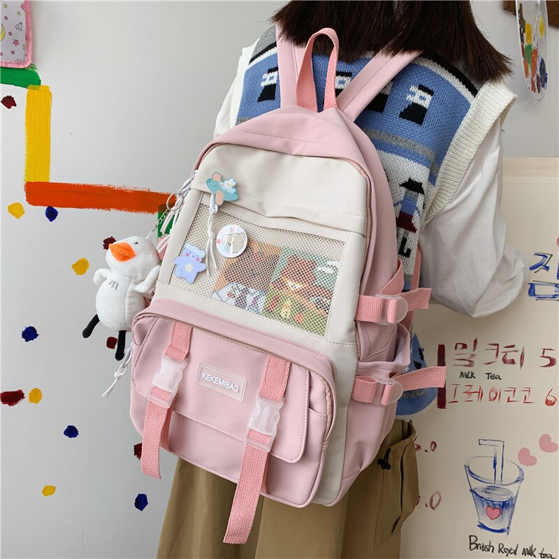 Koreanische Version von Harajuku Einfache Mädchen Student Schul Nylon Multifunktionale Rucksack Outdoor Reise Mochila Escolar