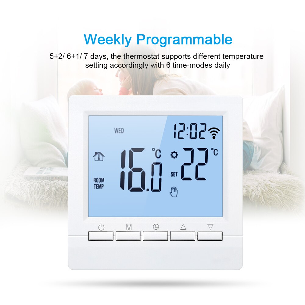 Wifis termostato digital temperaturregulator termostat app kontroll programmerbar elektrisk gulvvarme termostat