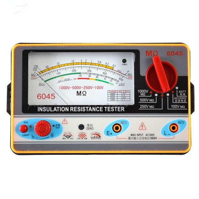 TY6045 Weerstand Tester 100V-250V-500V-1000V Isolatie Pointer Weerstand Meter Analoge Isolatie Tester 0.5-2000M Weerstand