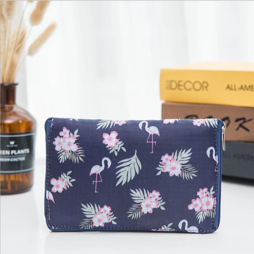 Eco Vriendelijke Opvouwbare Boodschappentas Vrouwen Handtassen Waterdichte Opvouwbare Herbruikbare Huishoudelijke Tassen Opbergzakken: navy blue Flamingo