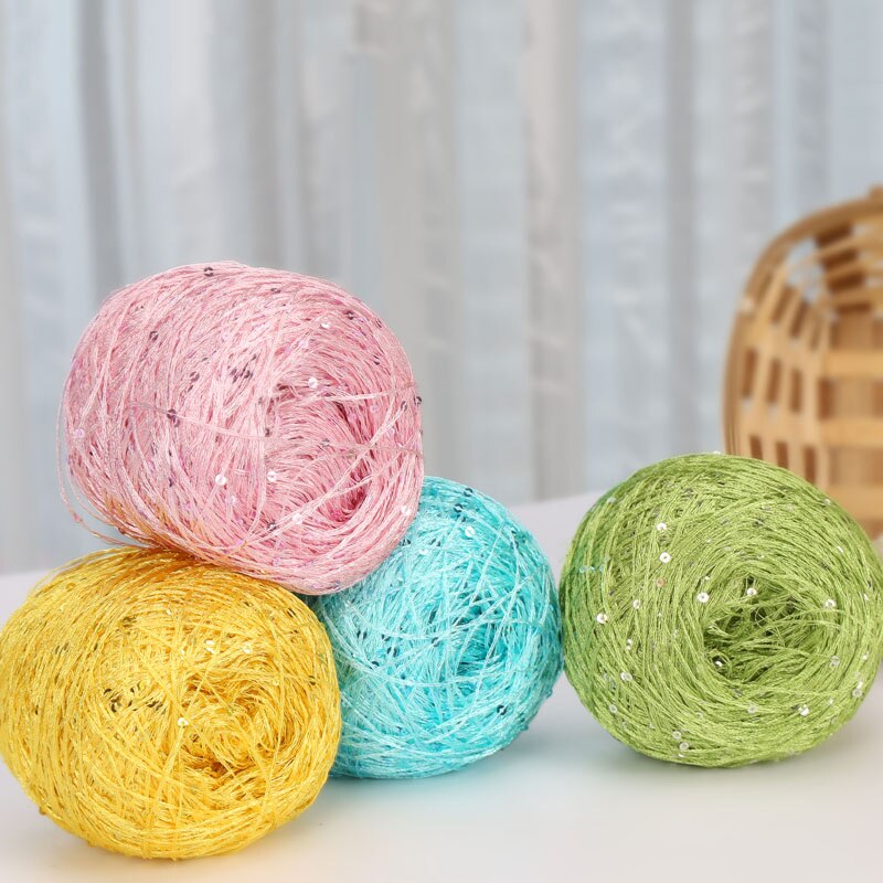100g/ball Shiny Sequin Yarn Colorful Crochet Thin Thread Yarn for Hand Knitting Sweater Shawl Yarn DIY Crochet Hook Thread