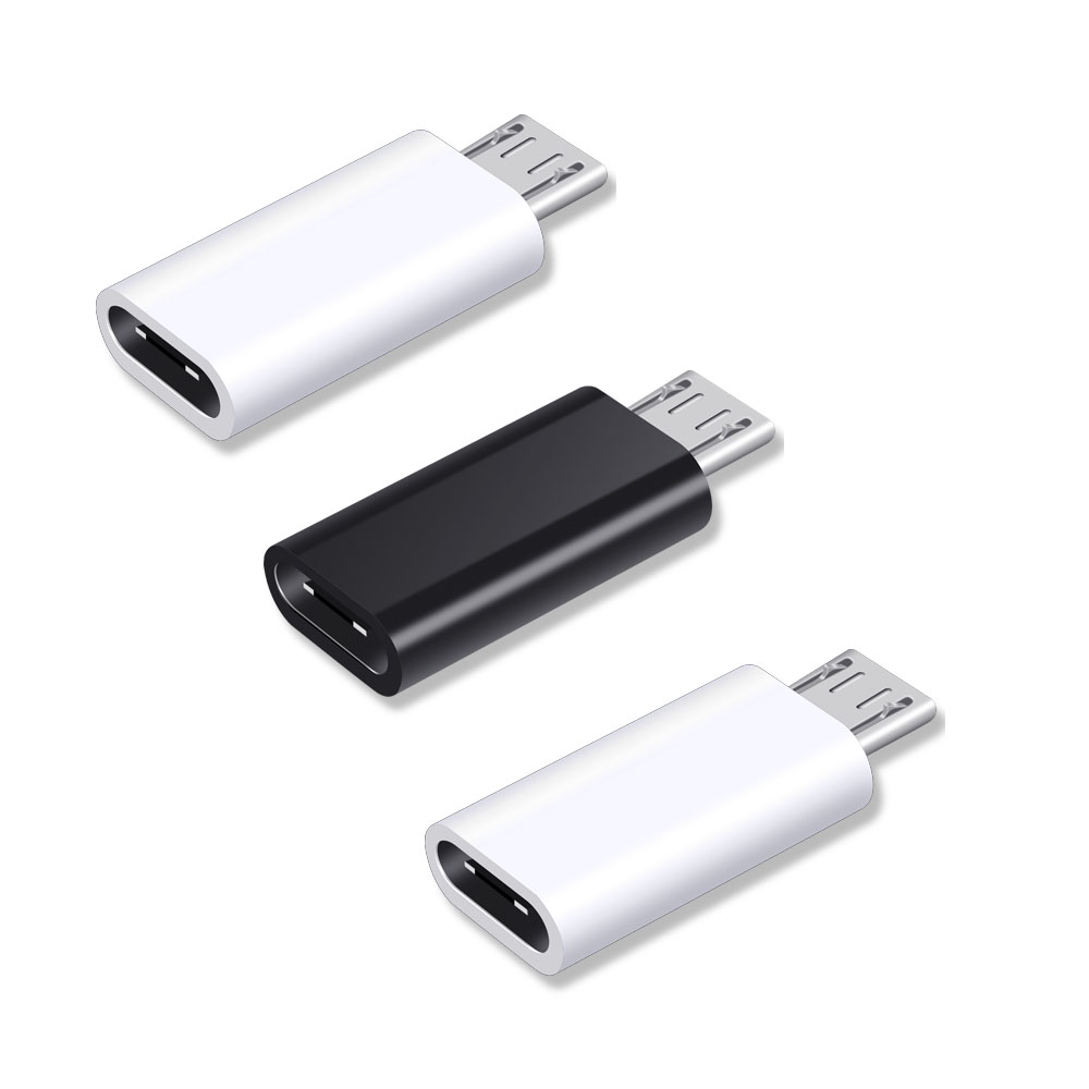 NYFundas 3 stücke usb c zu Mikro usb Adapter für Samsung Galaxis S7 S6 Rand Huawei honor 8x Xiaomi Redmi Hinweis 5 6 Profi 4 LG usbc kabel: Schwarz 1 und Weiß 2