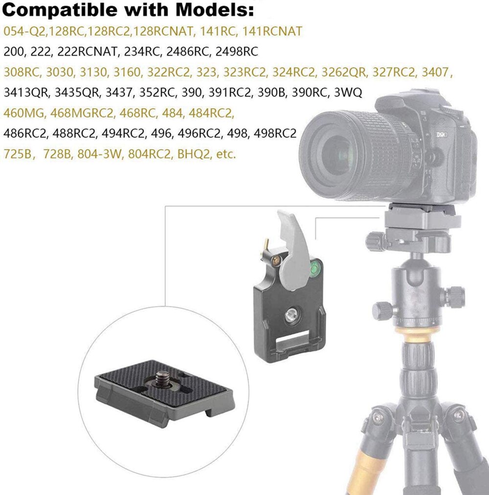 Placa de liberación rápida Minifocus (200PL-14) para Manfrotto 804RC2, 484RC2, 498/496/494RC2, 2498RC, 2486RC, 468MGRC2 trípodes