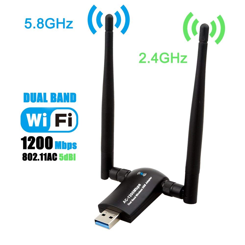 Draadloze Usb Wifi Adapter 1200Mbps Dual Band 2.4Ghz/300Mbps 5Ghz/867Mbps High Gain dual 5dBi Antennes Netwerk Wifi Usb 3.0