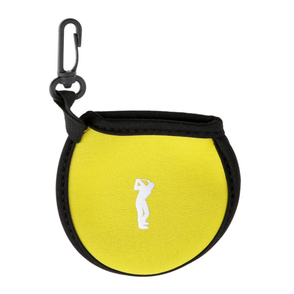 Bolsas portátiles de neopreno para pelotas de Golf, soporte de tee de Golf, bolsa de almacenamiento con Clip de cintura pequeña, soporte de hasta 2 pelotas para accesorios de entrenamiento: Yellow