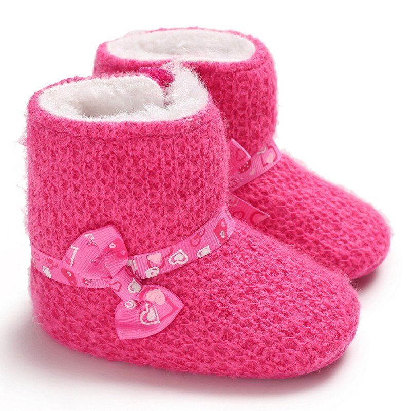 Inverno bebê arco botas de pelúcia macio bll booties para infnt meninas nti deslizamento neve bota manter wrm berço sapatos 0-18m