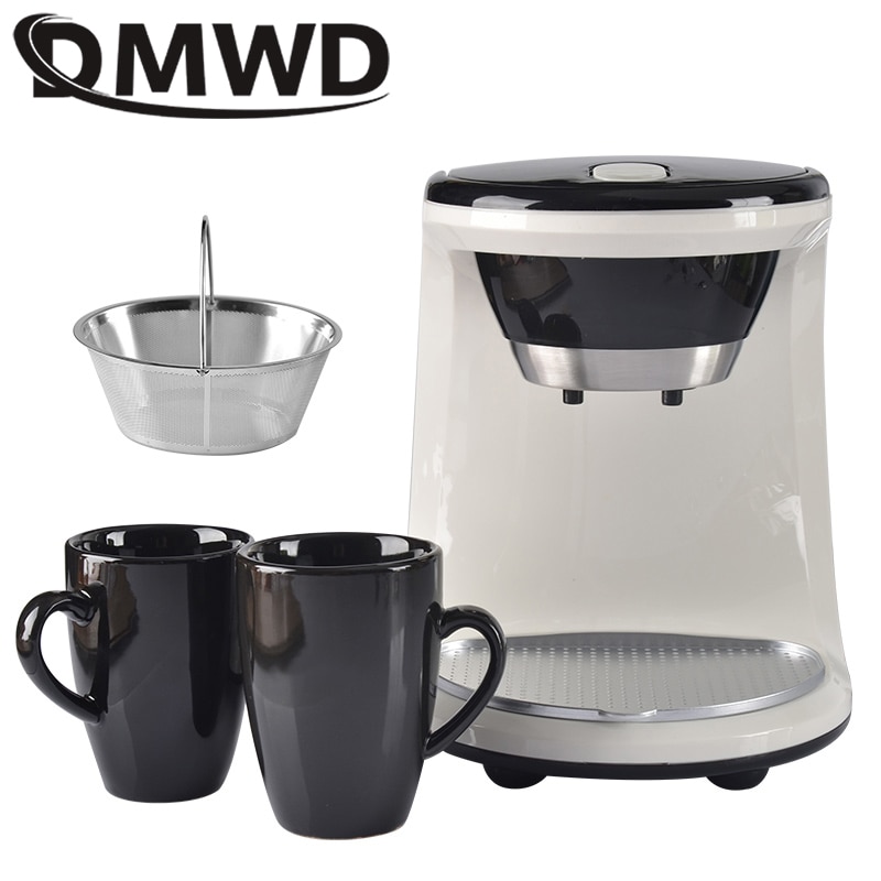 DMWD-Mini cafetière à égouttement électrique pour ménage, semi-automatique, cafetière américaine, Machine à café expresso 2 tasses, prise ue/US