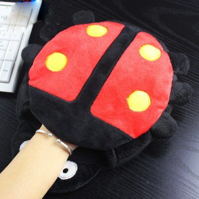 Heating Mouse Mad Cartoon Winter Warm Mouse Pad Thick Cartoon Plush Hand Warmer Heated Mouse Mat USB Port with Wristguard: Red / EU Adapter