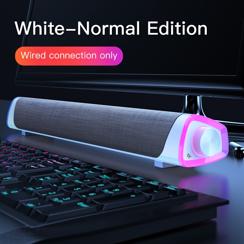 Bluetooth 5.0 Speaker Usb Bedrade Computer Geluid Bar Stereo Subwoofer Soundbar 3D Thuis Surround Luidsprekers Voor Pc Theater Aux 3.5mm: Wired white