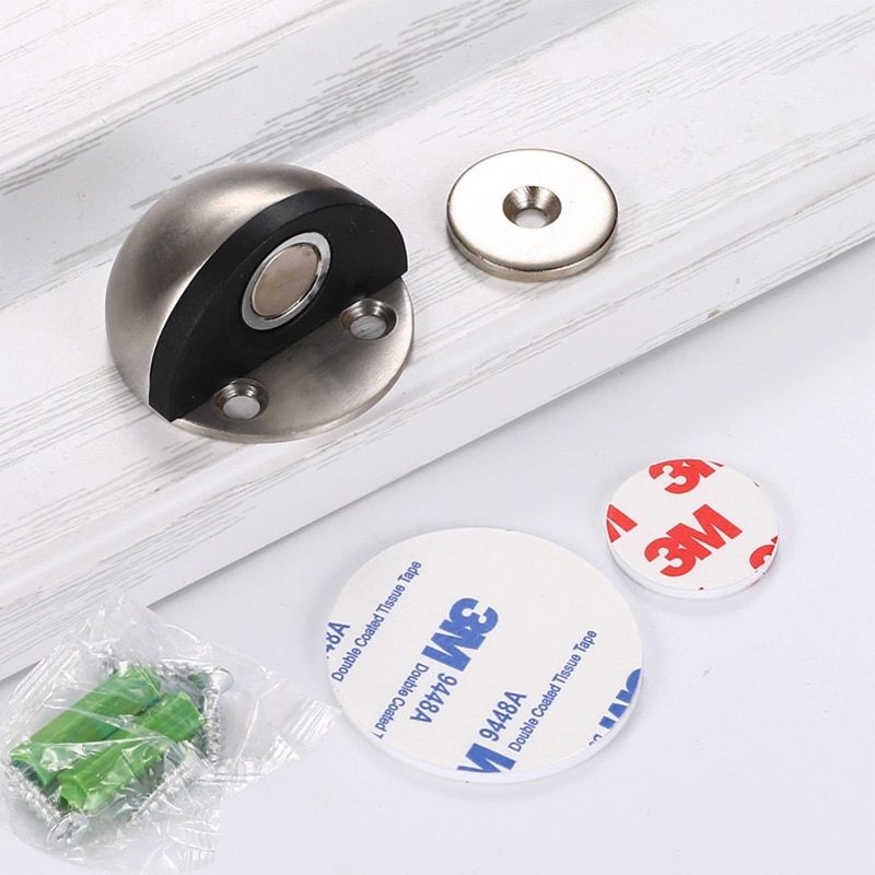 Rustfrit stål magnet dør stopper gummi dør prop anti-kollision træ toilet dør holder lås dørstop møbler hardware