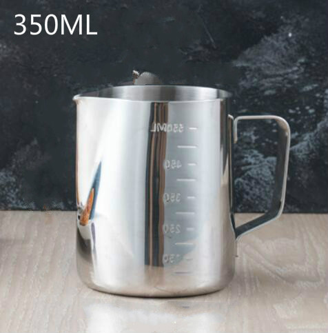 Jarra de espuma de leche de acero inoxidable, jarra de café Espresso, jarra de café artesanal Barista, tazas de café capuchino, taza de Latte: 350ML with scale