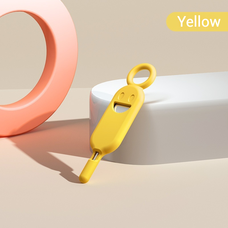 Smiley Twarz projekt anty-Stracony Narzędzie robić wyciągania karty SIM 3 w 1 i uchwyt na kartę pamięci - przenośny brelok robić telefonu - łatwa wymiana karty SIM: Beżowy