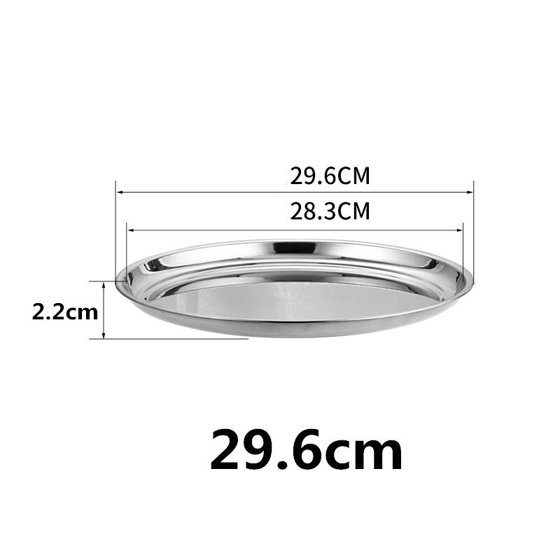 Dicke Edelstahl Platte runde Große Rabatt Flachen Boden Flache schale extra Große Fisch Kopf fruite fleisch Platte Restaurant Hotel: 29.6cm