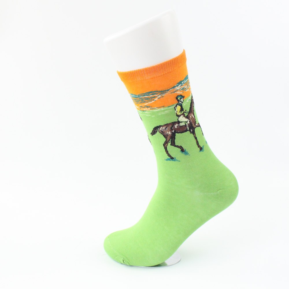 1pair Autumn winter Retro Art Sock Van Gogh Mural World Famous Oil Painting Series Men Women Socks Funny Socks: 08