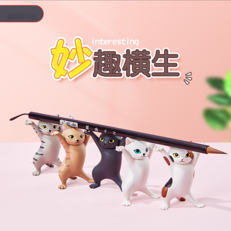 Cat Pen Holder Enchanting Cat Pen Holder Cat Pen Holder Lift Pen Cat Pen Holder Decoration Capsule Toy Cute Kitten