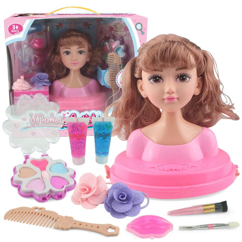 Conjunto de muñecas de juguete para niña, peine de maquillaje de princesa, Kit de seguridad no tóxico, para niña: A