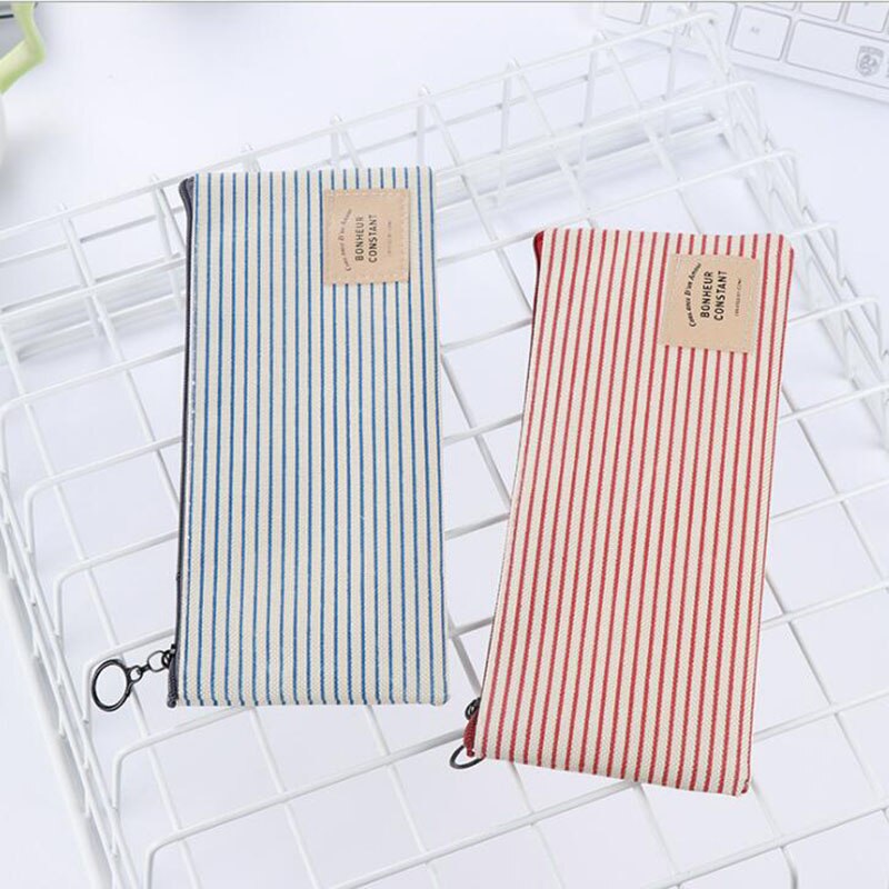 Student Stationery Canvas Pencil Bag Retro School Pencil Bag Office School Supplies Bag Handle Pencil Writing Tool