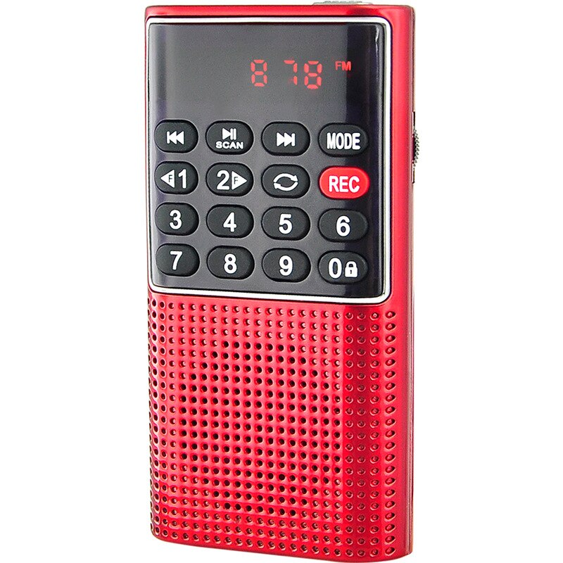 Bærbar radio mini fm radiohøjttaler med usb  mp3- optagerunderstøttelse tf-kort aux-mapper leger med låsefunktion: Rød